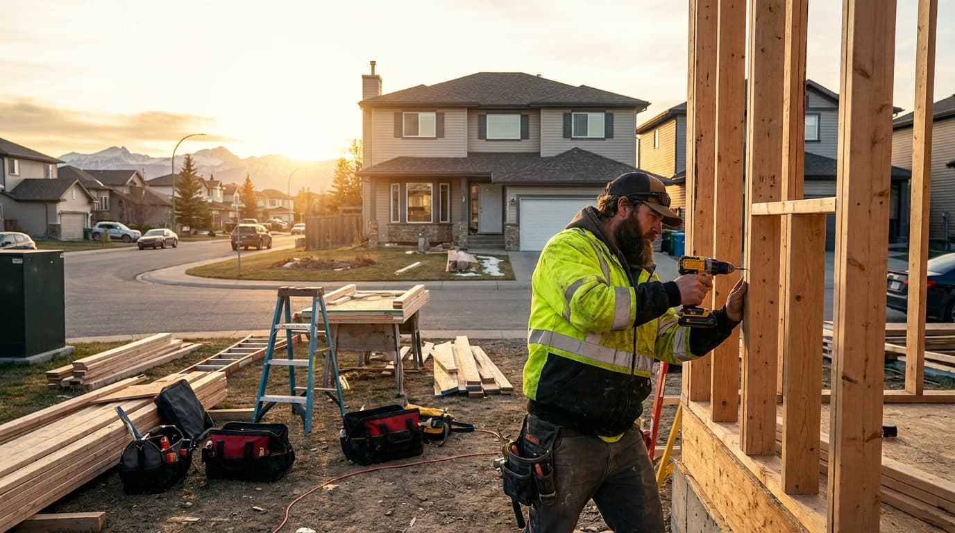Calgary tradesperson on a Calgary residential job site